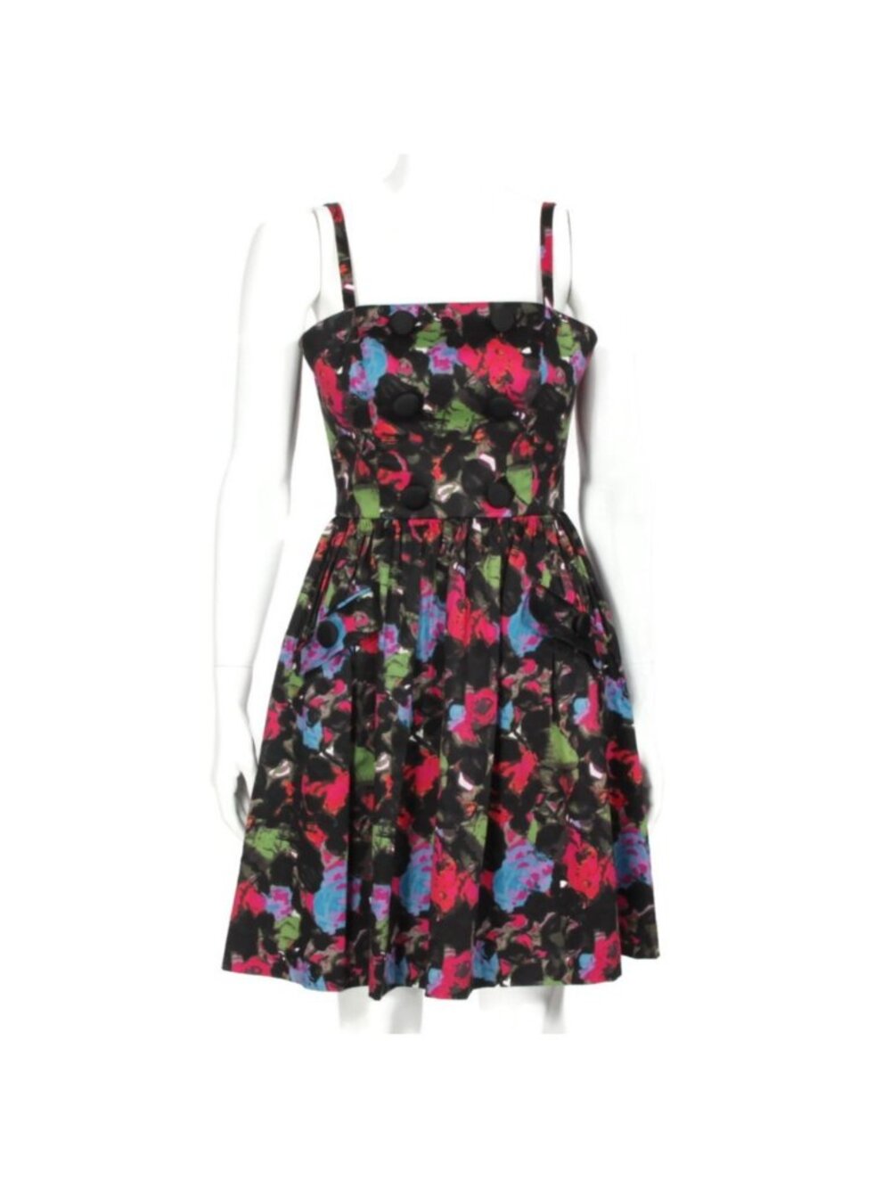 BETSEY JOHNSON Vtg Floral Fit & Flare Sleeveless Pin up Floral Dress sz 2 /465